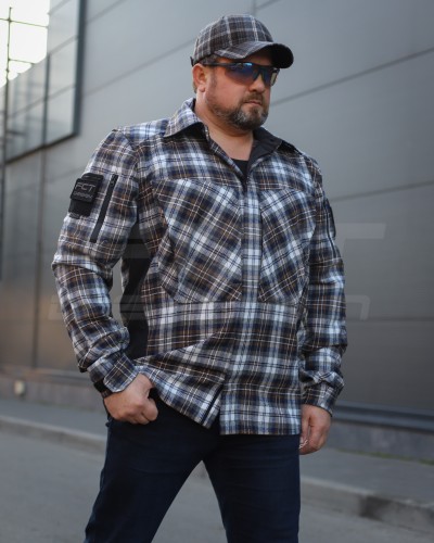 Тактична мілітарі Сорочка FCT демісезон утеплена в клітинку Бежево-синя (34 номер) 40-42/3 40-42/3