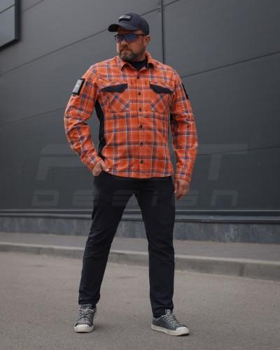 Тактична мілітарі Сорочка FCT Blackbeard демісезон в клітинку Помаранчева (4 номер) 40-42/3 40-42/3