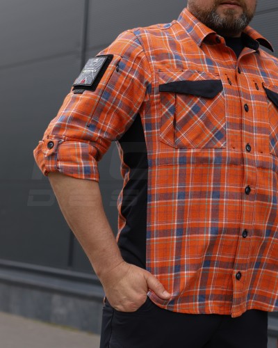 Тактична мілітарі Сорочка FCT Blackbeard демісезон в клітинку Помаранчева (4 номер) 40-42/3 40-42/3
