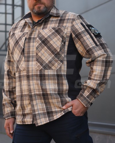 Тактическая милитари Рубашка FCT демисезон утепленная в клеточку Койот (25 номер) 40-42/3