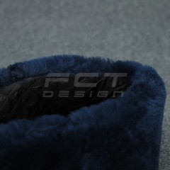 Шапка-вушанка натуральне хутро синя сукно хакі