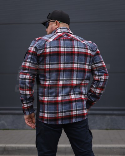 Тактична мілітарі Сорочка FCT демісезон утеплена в клітинку Синьо-червоно-біла (40 номер) 40-42/3 40-42/3