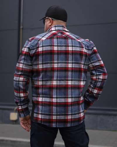 Тактична мілітарі Сорочка FCT демісезон утеплена в клітинку Синьо-червоно-біла (40 номер) 40-42/3 40-42/3