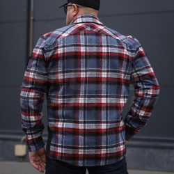 Тактична мілітарі Сорочка FCT демісезон утеплена в клітинку Синьо-червоно-біла (40 номер)
