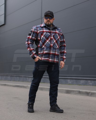 Тактична мілітарі Сорочка FCT демісезон утеплена в клітинку Синьо-червоно-біла (40 номер) 40-42/3 40-42/3