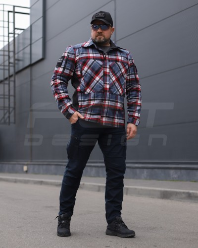 Тактична мілітарі Сорочка FCT демісезон утеплена в клітинку Синьо-червоно-біла (40 номер) 40-42/3 40-42/3