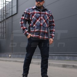 Тактична мілітарі Сорочка FCT демісезон утеплена в клітинку Синьо-червоно-біла (40 номер)