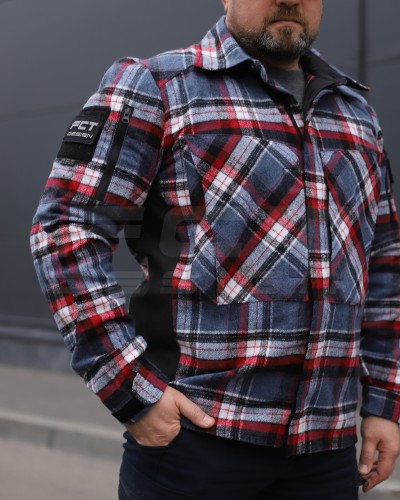 Тактична мілітарі Сорочка FCT демісезон утеплена в клітинку Синьо-червоно-біла (40 номер) 40-42/3 40-42/3