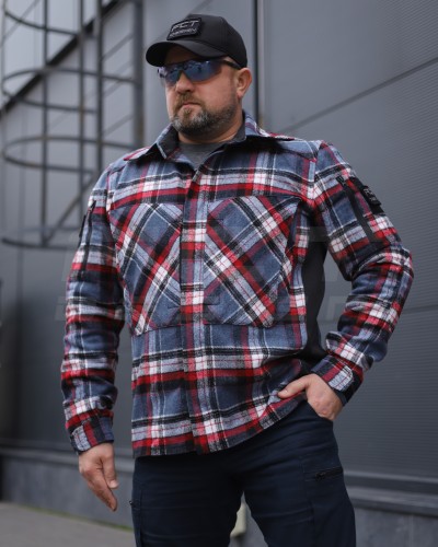 Тактична мілітарі Сорочка FCT демісезон утеплена в клітинку Синьо-червоно-біла (40 номер) 40-42/3 40-42/3