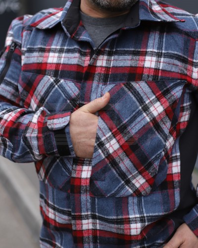 Тактична мілітарі Сорочка FCT демісезон утеплена в клітинку Синьо-червоно-біла (40 номер) 40-42/3 40-42/3