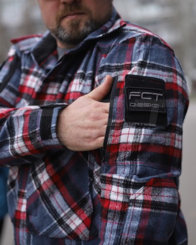 Тактична мілітарі Сорочка FCT демісезон утеплена в клітинку Синьо-червоно-біла (40 номер) 40-42/3 40-42/3