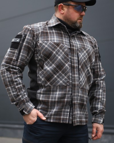 Тактична мілітарі Сорочка FCT утеплена в клітинку Графіт (8 номер)  40-42/3 40-42/3