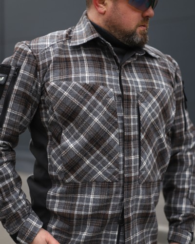 Тактична мілітарі Сорочка FCT утеплена в клітинку Графіт (8 номер)  40-42/3 40-42/3