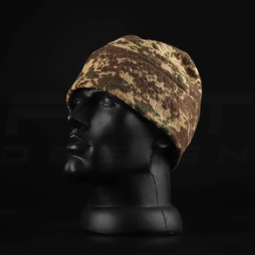 Шапка флисовая соты Гексагон Хищник пиксель G-0822 56