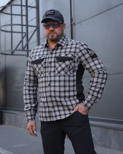 Тактическая милитари Рубашка FCT Blackbeard демисезон в клеточку Серая (10 номер)  40-42/3