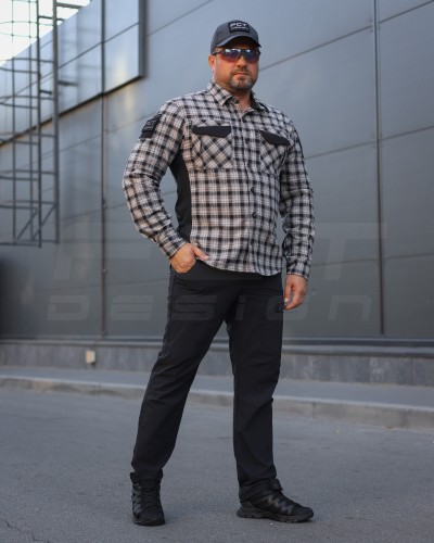 Тактическая милитари Рубашка FCT Blackbeard демисезон в клеточку Серая (10 номер)  40-42/3