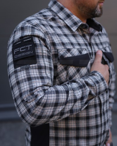 Тактическая милитари Рубашка FCT Blackbeard демисезон в клеточку Серая (10 номер)  40-42/3