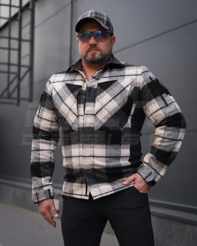 Тактическая милитари Рубашка FCT демисезон утепленная в клетку Бело-серая (12 номер) 40-42/3