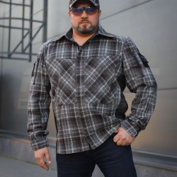 Тактична мілітарі Сорочка FCT демісезон утеплена в клітинку Коричнево-синя (31 номер)