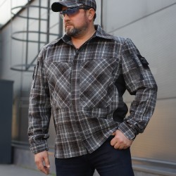 Тактична мілітарі Сорочка FCT демісезон утеплена в клітинку Коричнево-синя (31 номер)