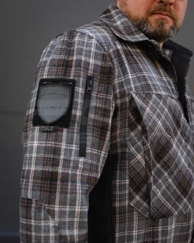 Тактическая милитари Рубашка FCT демисезон утеплена в клетку Коричнево-синяя (31 номер) 40-42/3