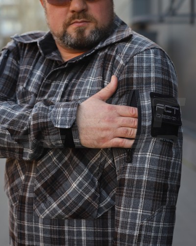 Тактическая милитари Рубашка FCT демисезон утеплена в клетку Коричнево-синяя (31 номер) 40-42/3