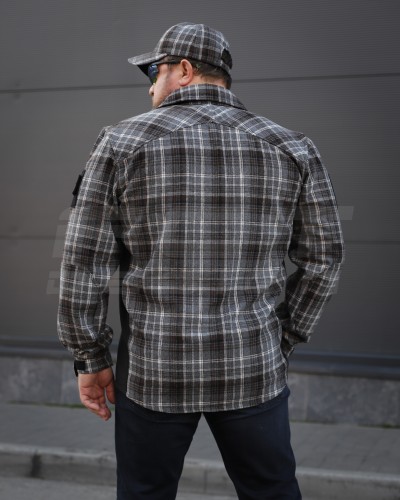 Тактическая милитари Рубашка FCT демисезон утеплена в клетку Коричнево-синяя (31 номер) 40-42/3