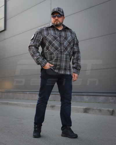 Тактическая милитари Рубашка FCT демисезон утеплена в клетку Коричнево-синяя (31 номер) 40-42/3