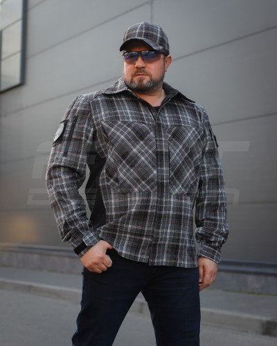 Тактическая милитари Рубашка FCT демисезон утеплена в клетку Коричнево-синяя (31 номер) 40-42/3