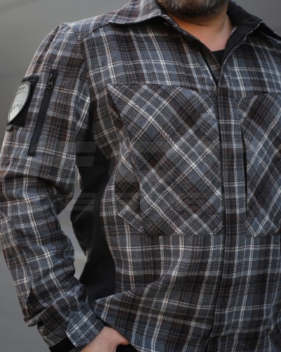Тактическая милитари Рубашка FCT демисезон утеплена в клетку Коричнево-синяя (31 номер) 40-42/3