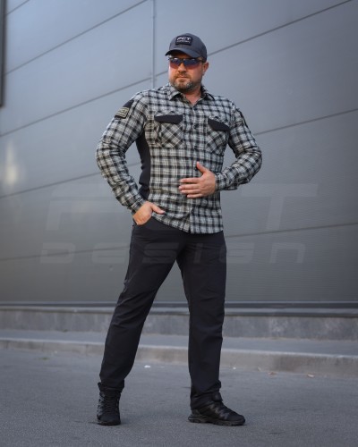 Тактична мілітарі Сорочка FCT Blackbeard демісезон в клітинку Сіро-зелена (11 номер) 40-42/3 40-42/3