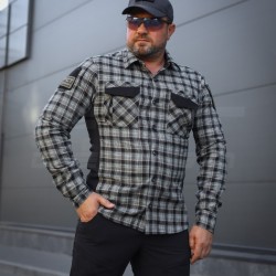 Тактическая милитари Рубашка FCT Blackbeard демисезон в клеточку Серо-зеленая (11 номер)