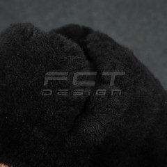 Шапка-вушанка натуральне хутро чорна чорне сукно