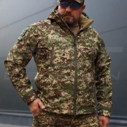 Куртка тактична зимова Хантер хижак піксель G-0822 Софтшелл