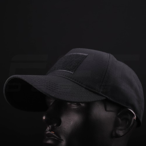 Кепка бейсболка тактична з липучкою ріп-стоп чорна 56 56