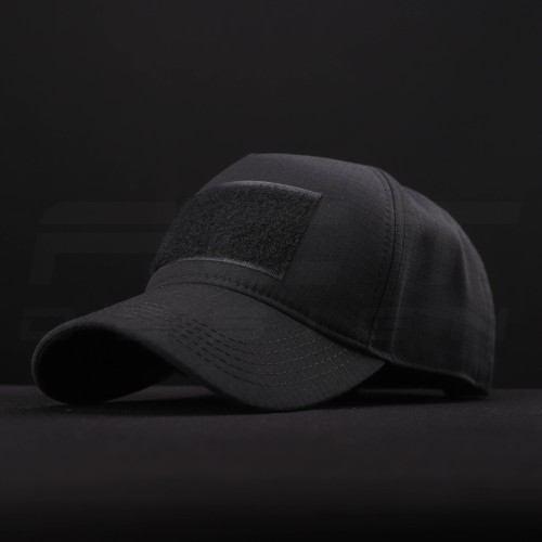 Кепка бейсболка тактична з липучкою ріп-стоп чорна 56 56