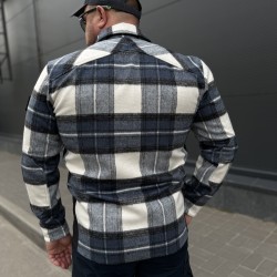 Тактична мілітарі Сорочка FCT демісезон утеплена в клітинку Синьо-біла (14 номер)