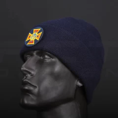 Шапка в'язана з кокардою ДСНС синя
