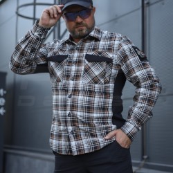 Тактическая милитари Рубашка FCT Blackbeard демисезон в клеточку Серо-оранжевая (13 номер)