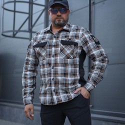 Тактическая милитари Рубашка FCT Blackbeard демисезон в клеточку Серо-оранжевая (13 номер)