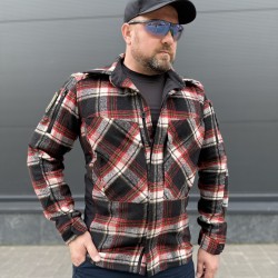 Тактична мілітарі Сорочка FCT демісезон утеплена в клітинку Червоно-біла (15 номер) 