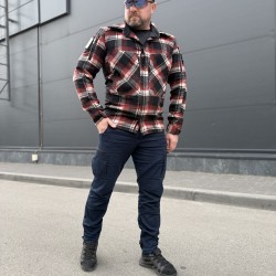 Тактична мілітарі Сорочка FCT демісезон утеплена в клітинку Червоно-біла (15 номер) 