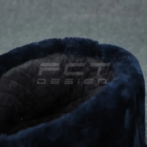 Шапка-ушанка натуральный мех синяя 56