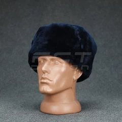 Шапка-вушанка натуральне хутро синя