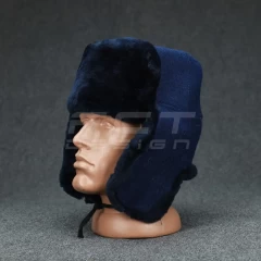 Шапка-вушанка натуральне хутро синя