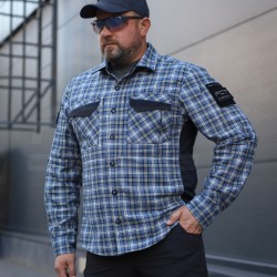 Тактична мілітарі Сорочка FCT Blackbeard демісезон в клітинку Синя (8 номер)
