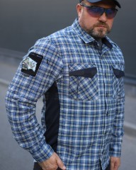 Тактична мілітарі Сорочка FCT Blackbeard демісезон в клітинку Синя (8 номер) 
