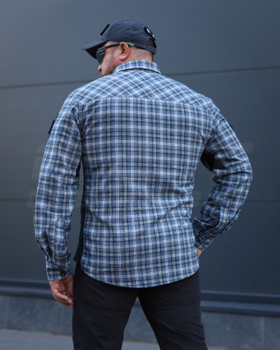 Тактическая милитари Рубашка FCT Blackbeard демисезон в клетку Синяя (8 номер)  40-42/3