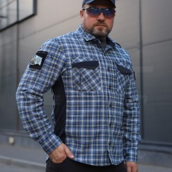 Тактическая милитари Рубашка FCT Blackbeard демисезон в клетку Синяя (8 номер) 