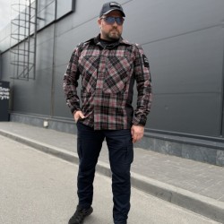Тактическая милитари Рубашка FCT демисезон утепленная в клетку Красно-серая (17 номер)